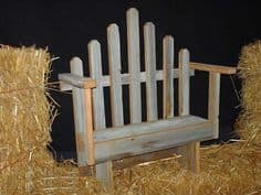 Barn Wood Doll Park Bench w/Fence Back